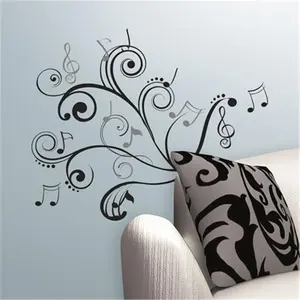 212 MAIN Scroll-Shape Peel-Stick Reusable Music Notes Wall Decals - Multiple-Piece Decorative Design Stickers for Home Decor