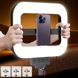 Smartphone Video Stand Handheld LED Light, Selfie Panel Light, Adjustable 3-mode LED Ring Light with Phone Mount, Selfie Light Mobile Phone Video Stabilizer, Studio Fill Light for Camera, Smartphone, Action Camera, Setup, Makeup, Vlogging, Accessories