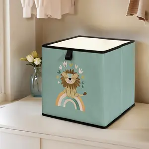 Lion Rainbow Pattern Open Storage Box, Stackable Drawer Organizer, Durable Multi-Functional Design for Home Dorm Room Organization