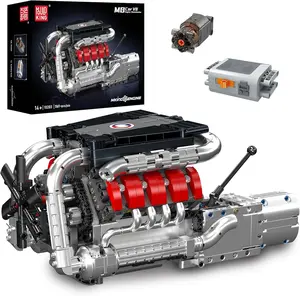 Mould King 10203 V8 Engine Building Blocks Set with Motor & Battery Box Electrically Driven Model Kit for Kids Ages 8+