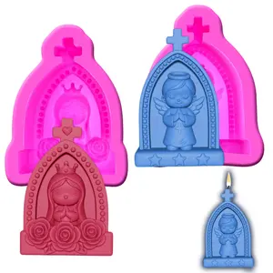 Praying Angel and Virgin in Grotto / candle mold 2 pcs