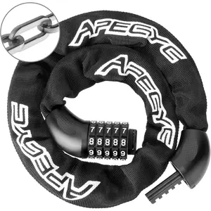 Bike Chain Lock – 5 Digit Combination Anti-Theft Bicycle Lock, 3FT/4FT/5FT Square Links for E-Bike, Motorcycle, Scooter, Gate