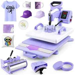 AKEYDIY 5 in 1 Slide-out Heat Press Machine, 15" X 15" Industrial Grade, 360-Degree Swing Away Heat Transfer Machine, Digital Mug Sublimation Heat Press Machine, Suitable for T-shirts/Mugs/Hats/Plates/Baseball Caps/Mouse Pads