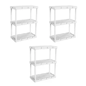 Gracious Living Knect A Shelf 3 Shelf Interlocking Organizers, White (3 Pack)