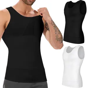 Menswear Body Shaper Sleeveless Compression Shapewear Shirt Tank Top Underwear Tummy Control Vest Fabric Fitness Breathable Clothes Stretchy Smooth Stylish Gamis Mesh Casual Workout Athletic Elastic