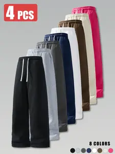 4-pack men’s casual athletic pants, loose straight fit, knit versatile sweatpants, spring/autumn style,SummerWins