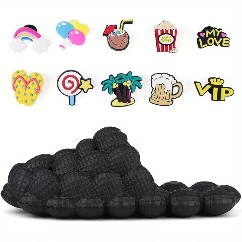 Can DIY Fun Litchi Massage Bubble Slide Bubble Slide Slippers  Anti slip Home Slippers Beach Sandals