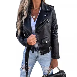 Women's Moto Biker Jacket Zip Up Pocket Short Jacket for Casual Street Daily Party Long Sleeve Open Front Blazer trench coat penny lane puffer jacket afghan winter outfits women peacoat chelsea boots outfit sams avocado buttoned top funnel neck nosferatu