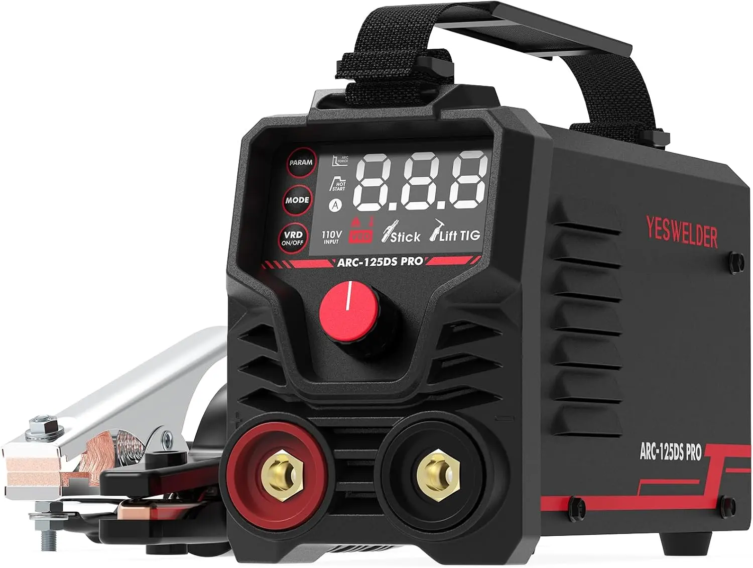 YESWELDER ARC-125DS-PRO 20-125A 110V Mini Portable Handheld Stick Welder - DC IGBT Inverter MMA Digital Machine with Hot Start, Arc Force, Anti-Stick, 6.5ft Electrode Holder Cable, Ideal for Metal/Lead Work, Father's Day Gift