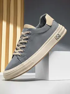 Men's Casual Low Top Sneakers, Trainer, Walking Shoes, Plain Fabric Upper, Rubber Sole, All Seasons Wear, Trendy Business Shoes, Perfect for Daily Leisure