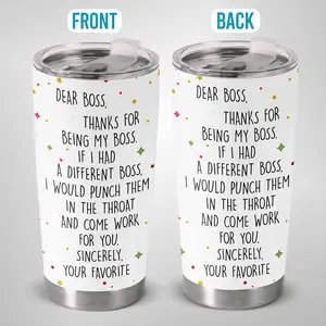 Funny Boss Gift Tumbler: 20oz Vacuum Insulated Coffee Mug, Sarcastic Office Appreciation Present for Manager, Director from Employee