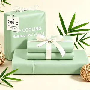 MOXHOMO  6PCS Bamboo Cooling Queen Size Sheet Set - Children Bedding Set, Breathable and Comfortable - Fit For Hot Sleepers and Sweats, Pillowcases, Flat Sheet and Fitted Sheet - A Perfect Gift