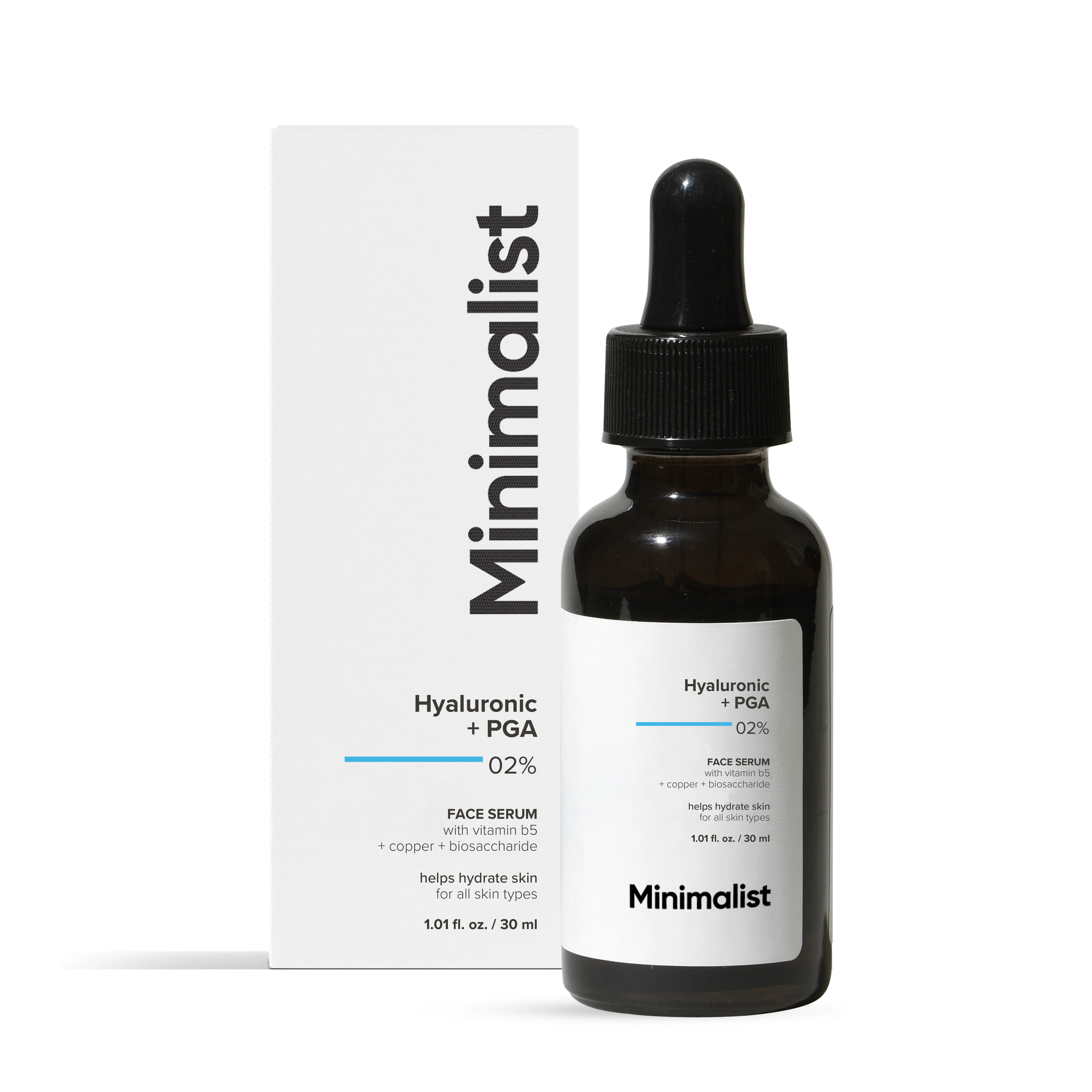 MINIMALIST Hyaluronic Acid + 2% PGA Face Serum - Multi-Level Hydrating Moisturizer for Glowing, Plump, Soft Skin Transformation, All Skin Types, Fragrance-Free, Alcohol-Free, 1 fl oz (30 ml), Serums & Essences for Face & Neck Morning Routine