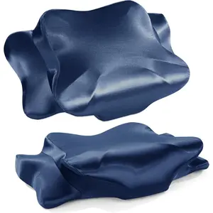 2 Pack Satin Cervical Pillowcases (Only Pillowcase), Silky Butterfly-Shaped Contour Pillow Cover Cervical Neck Pillow Case with Zipper for Side Back Stomac