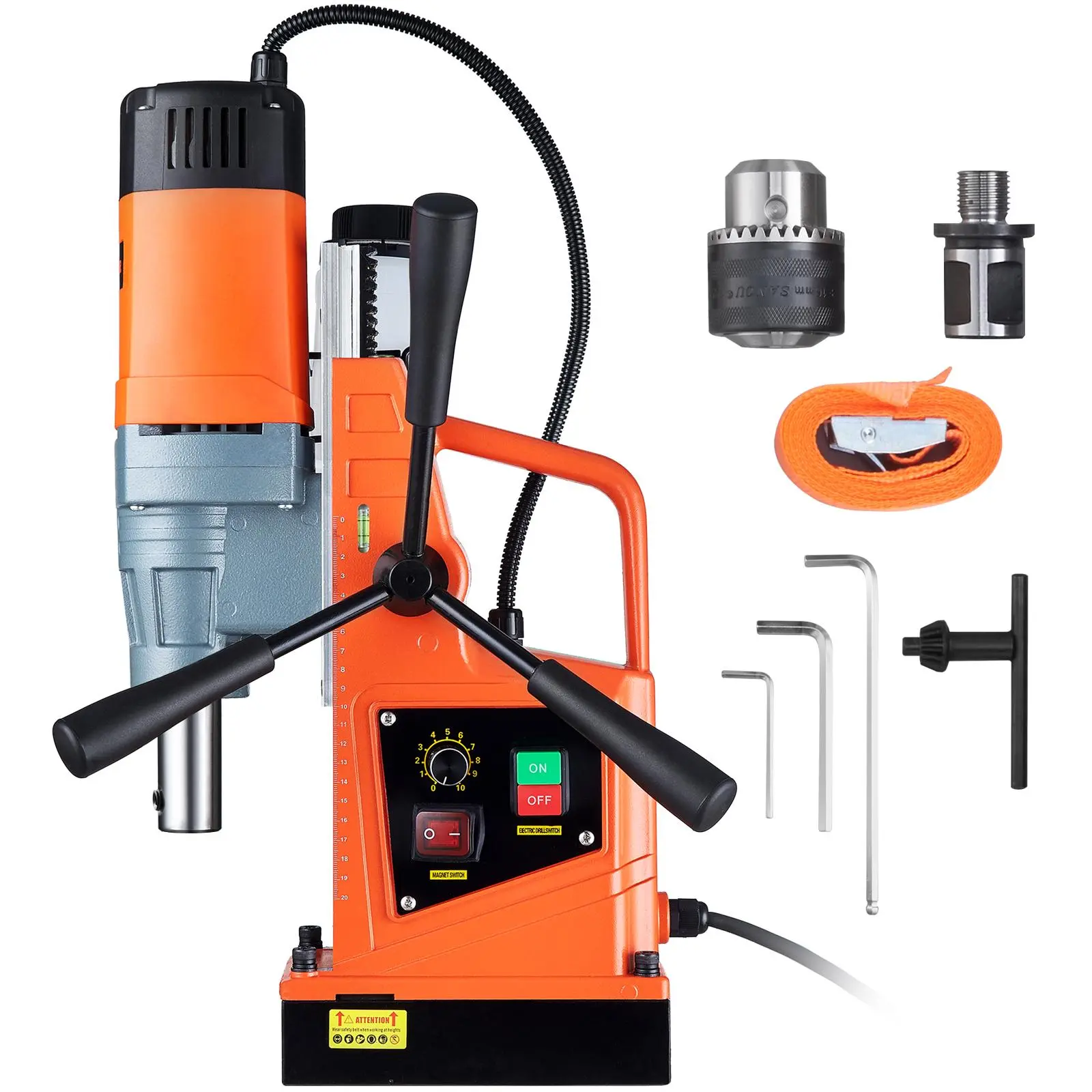 【Summerfinds】VEVOR Magnetic Drill,  , 1550W 2" Boring Diameter, 2922lbf/13000N 500 RPM Portable Electric Mag Drill Press with Variable Speed, Drilling Machine for any Surface Home Improvement Industry Railway