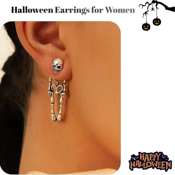 Halloween Dangle Earrings for Women, Witch Skull Skeleton Drop Earrings, Gothic Punk Halloween Jewelry, Spooky Halloween Costume Accessories for Party, Cosplay & Trick or Treat