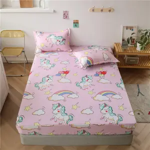 Feelyou Queen 4-Piece Fitted Sheets Set - Cute Unicorn Print, Soft Stretch Trendy Cartoonish Bedding, Magical Animal Fantasy Theme, Deep Pocket Fit, Bedroom Decoration, Twin/Full/Queen Sizes Available, Stretch Fitted Sheets, Trendy Fitted Sheets