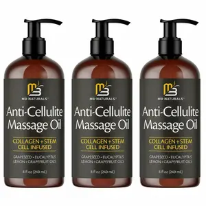 3PCS M3 Naturals Cellulite Massage Oil 8oz-Smooth the Appearance of Cellulite EI-Body Care & Skin Care Massage Oil Topical Collagen and Plant Stem CellBody Oil to Restore Texture and Elasticity-Soothing Body Oil
