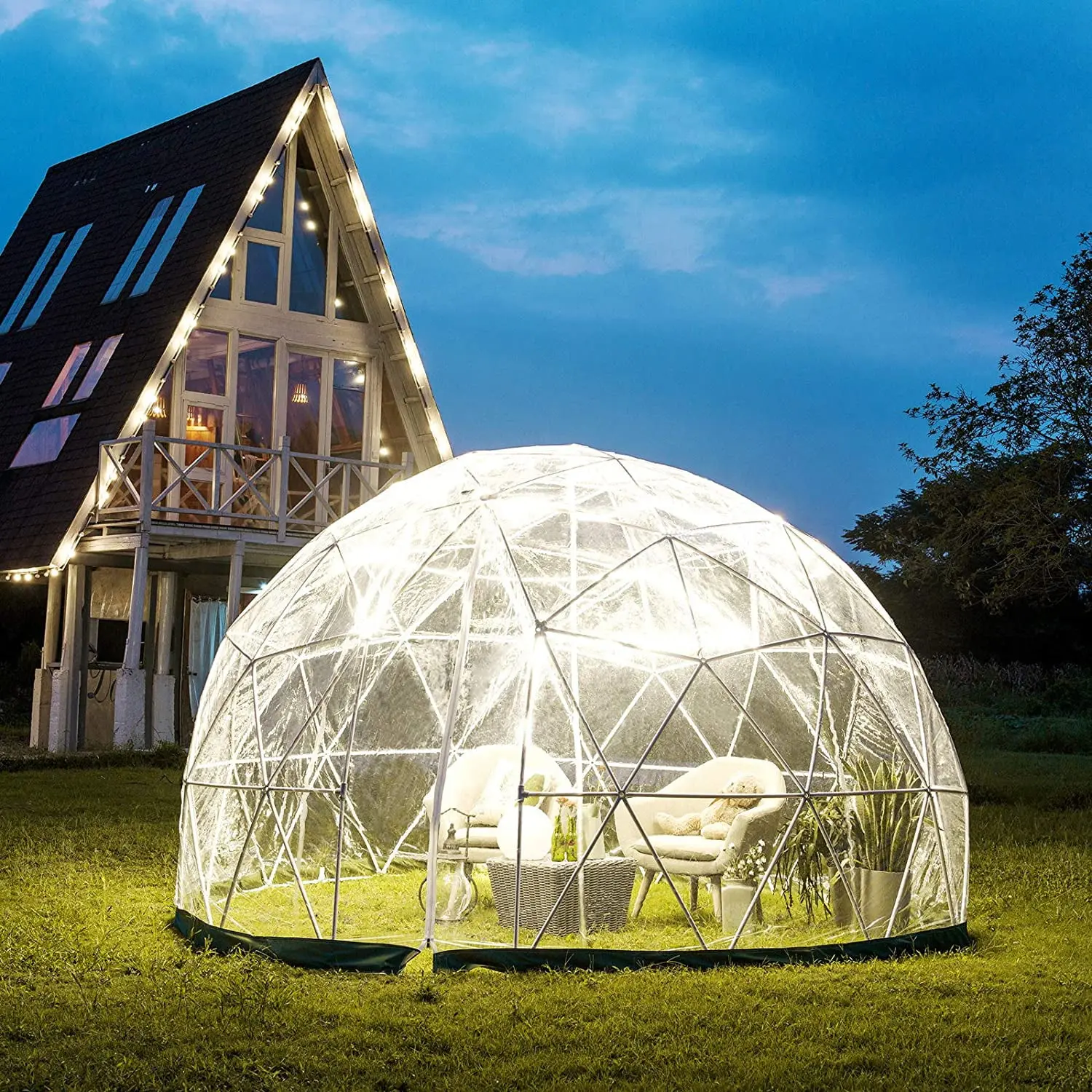 Garden Dome Tent 12FT Clear Tent Outdoor for Garden, Weather Proof Pod Camping Patio Tent for Backyard Canopy Gazebos Screen House Room Lean to Greenhouse