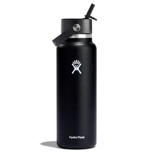 Hydro Flask 40oz Wide Mouth Flex Straw Bottle - Black: Vacuum-Insulated, BPA-Free Hydro Flask 40oz Wide Mouth Flex Straw Bottle - Black: Vacuum-Insulated, BPA-Free