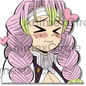 Mitsuri Kanroji Waterproof Holographic Vinyl Sticker - Weather Resistant