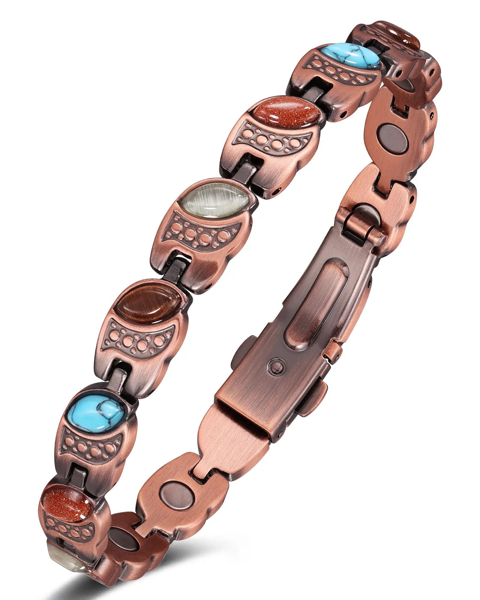 Jecanori Women's Handmade Pure Copper Magnetic Stackable Bracelet - Natural Unique Gemstone Bangle, Fashion Costume Jewelry Accessory, Gift for Women, Stackable Bracelets, Handmade Copper Bracelets
