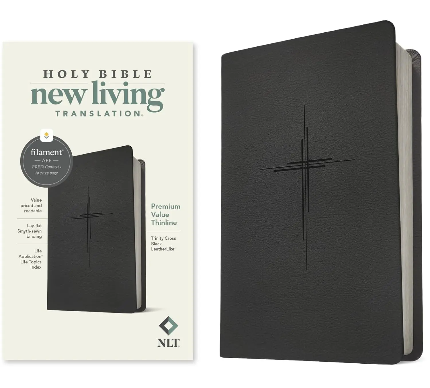 NLT Premium Value Thinline Bible, Filament Enabled (LeatherLike, Trinity Cross Black) Study Videos