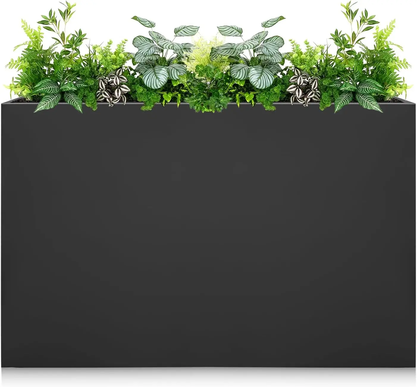 Galvanized Steel Planter Box - No Installation Required Metal Rectangular Block Long Box Planter Modern Outdoor Planters All-Weather Use with Drainage Holes for Patio/Porch, 36×24×12IN