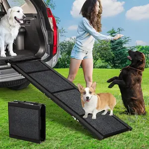 Gaomon Foldable Non-Slip Dog Ramp, Quad-Fold Heavy-Duty Pet Ramp for Large Dogs & Seniors, Portable Access Solution for Cars, Trucks, SUVs, Outside Use
