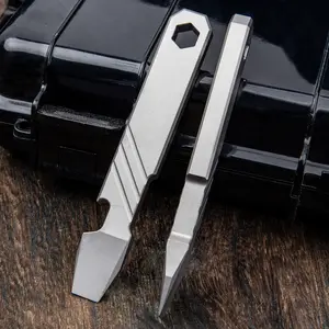 Titanium Alloy Pry Bar Tool, Small Multi-Functional Edc Pocket Tool, Bottle Opener, Outdoor Camping Compact Daily Carry Tool, Outdoor Multifunctional Tools
