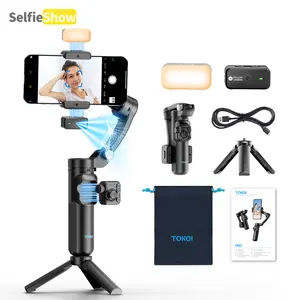 Auto Face Tracking Gimbal Stabilizer for Phone with Facetracker/Fill Light,3-Axis Phone Gimbal Foldable Mobile Photography Stabilizer for Smartphone,Gesture Control,Stabilizer for TikTok/YouTube/Vlog Video Recording