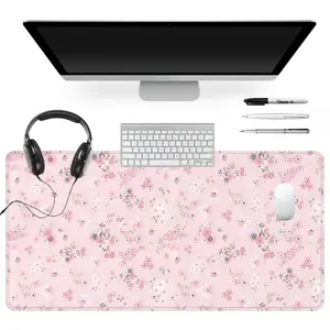 Extra Large Floral Pink Mouse Pad Flower Pattern Gaming Mouse Pad 35x16 Inch Computer Keyboard Mousepad Desk Pad Suitable for Families, Offices and Schools. Perfect Gift for Family Members and Friends
