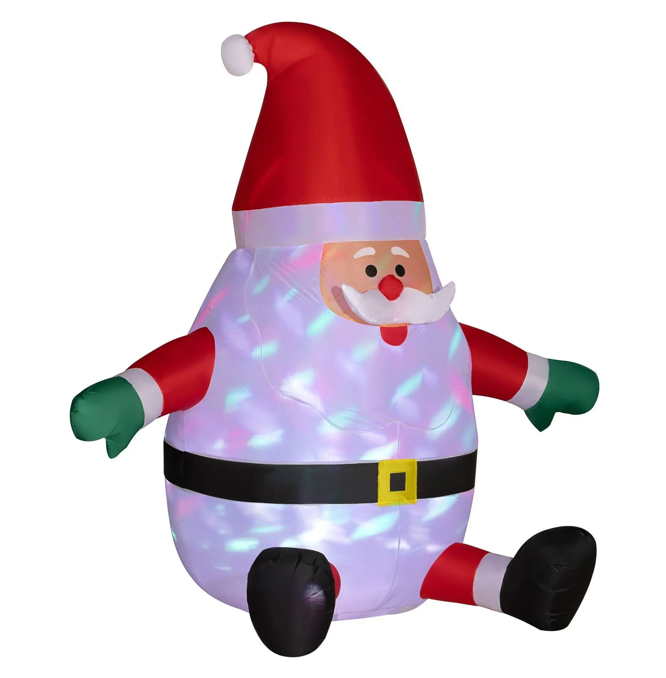 6ft Inflatable Magical Santa Claus Outdoor Christmas Yard Decor - Home & Festive Party Supplies with Rotating Lights, Santa Face, Rotating Magic Ball, Blower, Stakes, Outdoor Decor