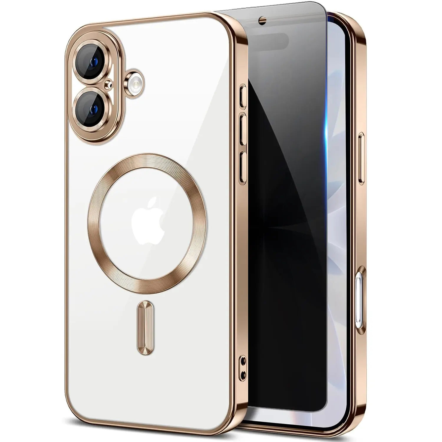 Magnetic for iPhone 16 Case with Privacy Screen Protector & Full Camera Cover,Shockproof Clear Phone Case Compatible with MagSafe for iPhone 16