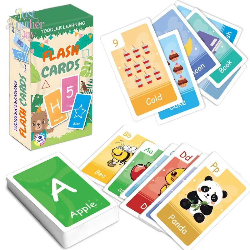 Toddler Flash Cards, 58 Educational Cards for Early Learning, Covering Alphabet Letters, Numbers 1-10, Colors, Shapes, Animals & Sight Words, Preschool Montessori Learning Toys for 1-3 Year Olds