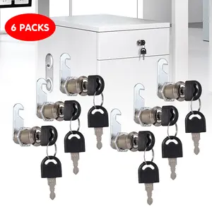 6 Packs Universal Cabinet Lock Zinc Alloy Keyed Alike Storage Chest Lock with Key for Drawers & Toolboxes Silver
