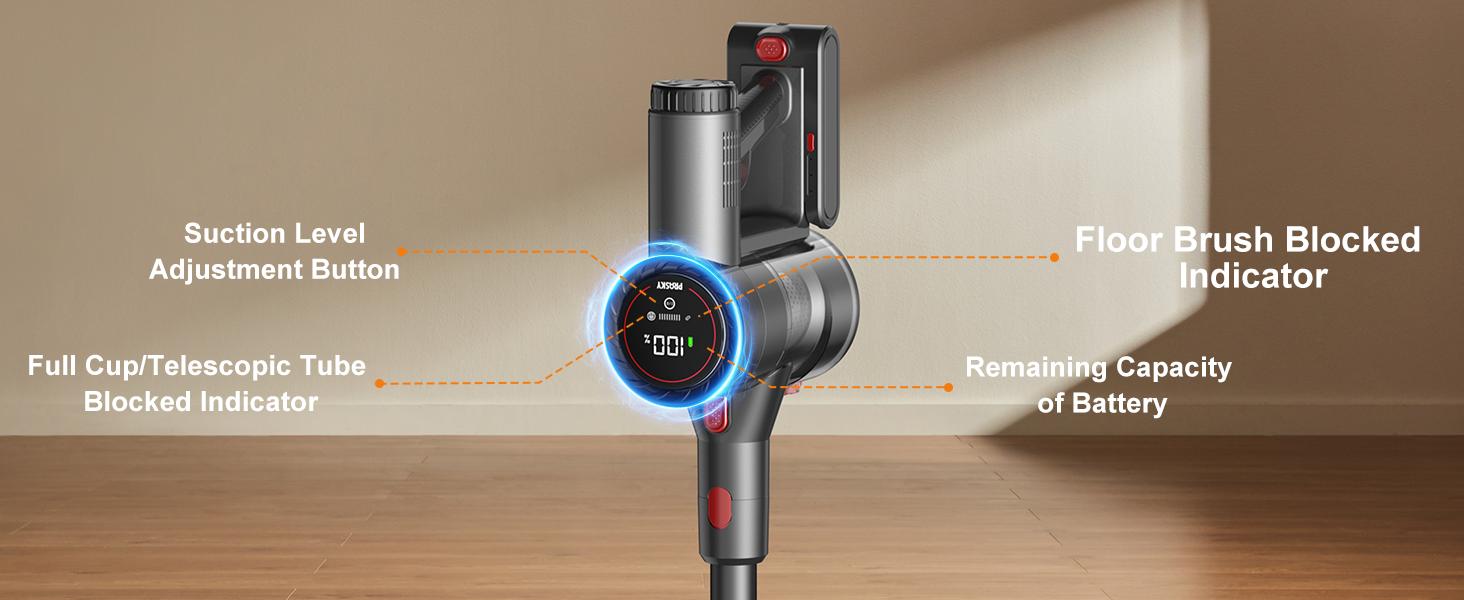 PRASKY Cordless Vacuum Cleaner – Powerful Suction, LED Touchscreen, Self-Standing, 8-in-1 Lightweight Stick Vacuum for Pet Hair, Carpet,Car & Hard Floor, 250W/Up to 45 Mins Runtime with Removable Battery Multifunctional Durable PRASKY Cordless Vacuum Cleaner – Powerful Suction, LED Touchscreen, Self-Standing, 8-in-1 Lightweight Stick Vacuum for Pet Hair, Carpet,Car & Hard Floor, 250W/Up to 45 Mins Runtime with Removable Battery Multifunctional Durable