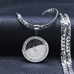 316L Stainless Steel Prayer Necklace with Prayer Hand Pendant And Embellishment - Interlocking Chains, Never Fading Religious Jewelry Gifts for Men And Women, Christian Christmas/Thanksgiving Gifts, Spiritual Prayer Beads for Daily Wear