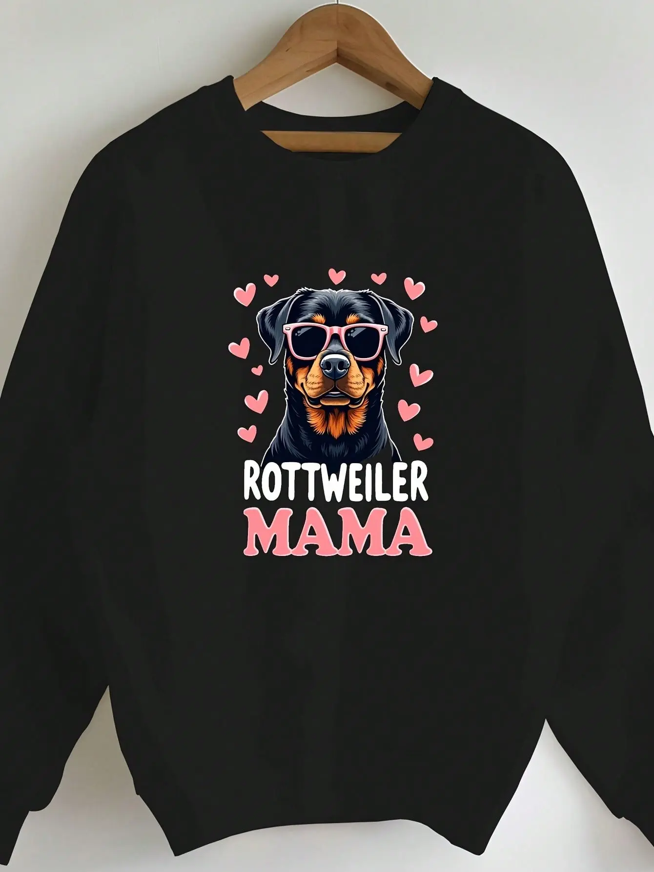 Rottweiler Mama Hoodie for Women, Casual Soft Fabric Pullover Sweatshirt with Longsleeves and Leopard Graphic, Everyday, Tops, Printed, Piece, Fashion, Fit, Sweatshirts For Women, Leopard Print, Digital Print