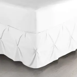 White Bed Skirt Queen Size, Pinch Pleat Queen Bed Skirt, 14" Inch Drop Queen Bedskirt, Hotel Quality White Bed Skirts, Premium Microfiber Bedskirt for Queen Bed, White Queen Bed Skirt