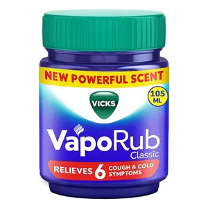 Vicks Vaporub 105/3.53oz  Relief From Cold Cough, Blocked Nose, Headache, Body Ache & Muscular Stiffness - Healthcare Therapy Cooling Aromatherapy