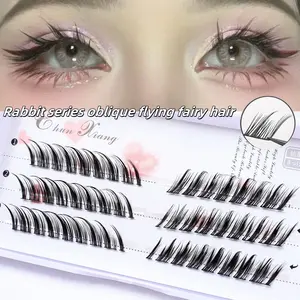 48 clusters of rabbit style slanted flying fairy eyelashes, thick fake synthetic eyelashes, pure wild makeup, single cluster natural butterfly style, internet famous, self grafting eyelashes, Volume individual lashes