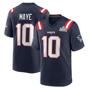 Unisex Drake Maye New England Patriots Super Bowl LX Patch Game Jersey - Black
