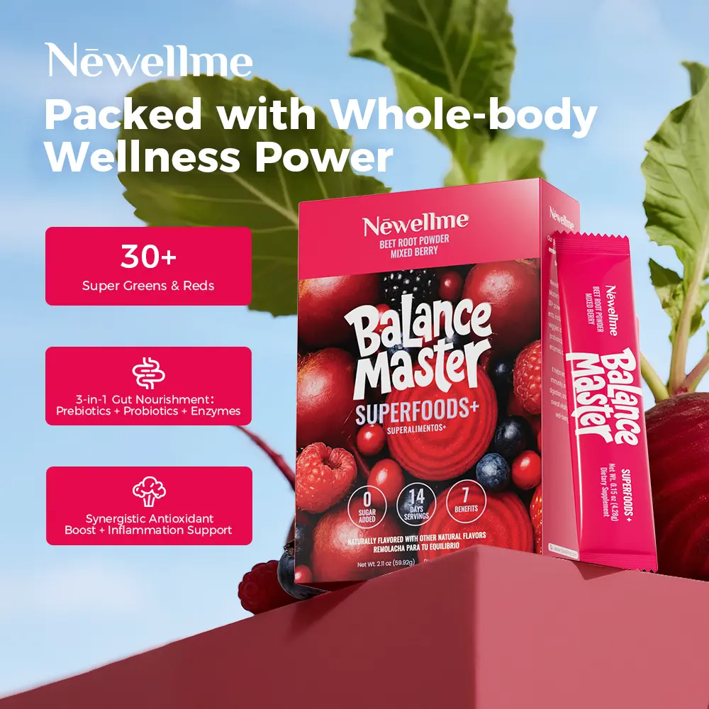 【Healthy Life Choice】Newellme Super Red Food Powder - Beetroot Extract Supports Blood Pressure, Leg Veins, Heart & Blood Vessel Health | 14 Bottles/Box Optimum Health Care Dietary Supplement