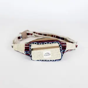 NatureSack Red Design Hemp Fanny Pack, Sustainable Material, Adjustable Belt Strap