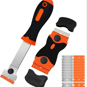 Multifunctional Scraper Tool Set, 1 Set Including Long-handled Scraper & Mini Scraper & Plastic Blades & Metal Blades, Cleaning Scraper for Removing Labels, Stickers