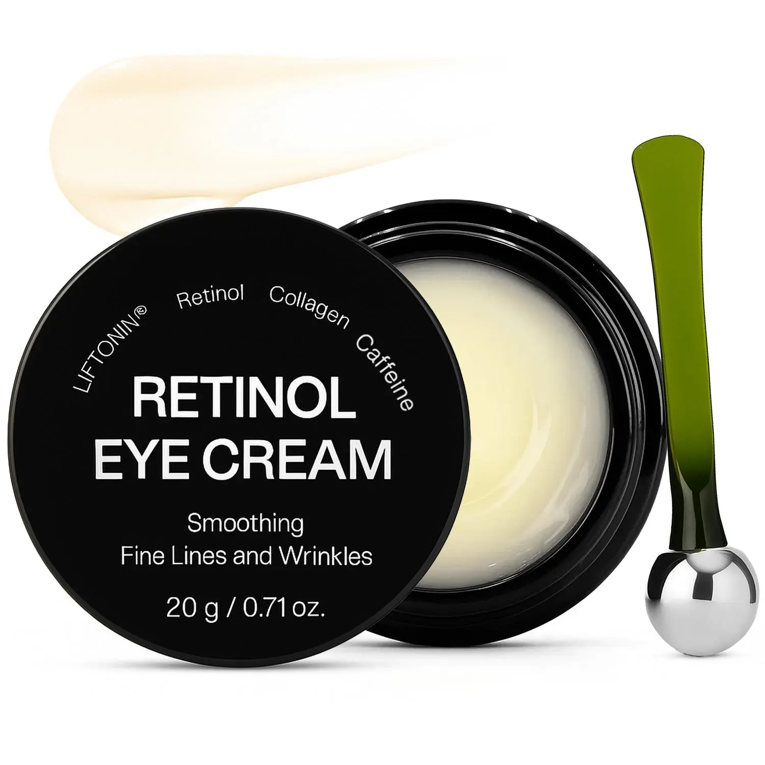Jorceray Daily Retinol Eye Cream with Collagen & Caffeine, 20g (0.71 oz) - Smoothing Fine Lines and Wrinkles