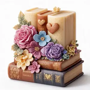 Book Flower Shape Candle Wax Mold, Memorial Handmade Gift Candle Scented Decor, DIY Silicone Mould for Homemade Candles, Handcraft, Handmade Crafts