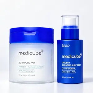 Medicube Zero Pore Pad (70ct) + One Day Exosome Shot 2000 Serum 30ml | Pore Minimizing & Exfoliating Skincare Set with AHA BHA PHA, Exosome & Hyaluronic Acid for Clear, Smooth Skin