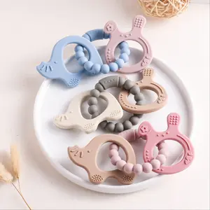 Baby Silicone Teething Ring Set, Newborn Sensory Teether, Nordic Style Animal Shape Toothbrush, Safe Non-Toxic Baby Toy, Perfect Holiday Gift